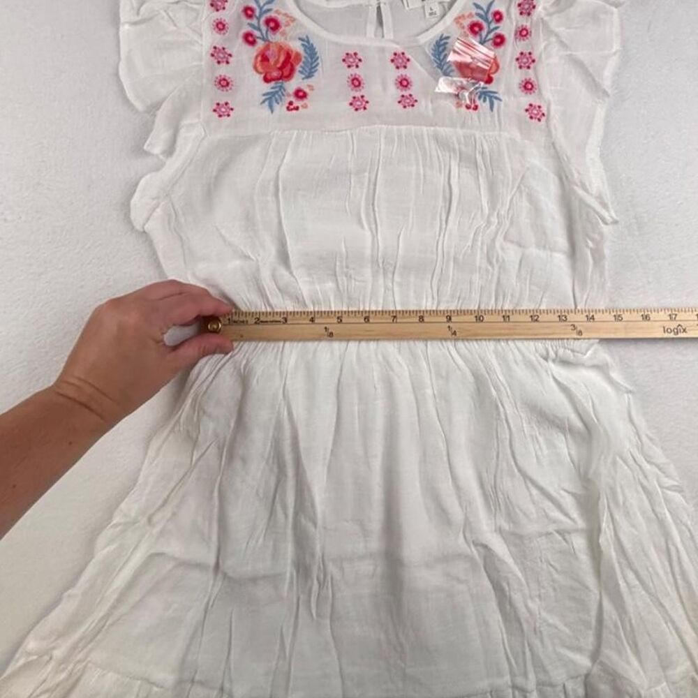 NWT MINE White Embroidered Floral Babydoll Dress Women’s L Boho Cottagecore - Picture 5 of 8